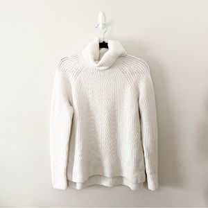 Madewell Cowl Turtleneck Sweater Cream Wool Blend